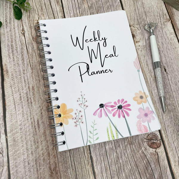 Weekly Meal Grocery List Planner Notebook - Spring Flowers