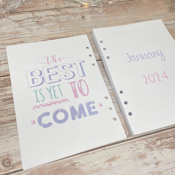 Personalised 2024 Week On Two Page Diary INSERTS + Bookmark