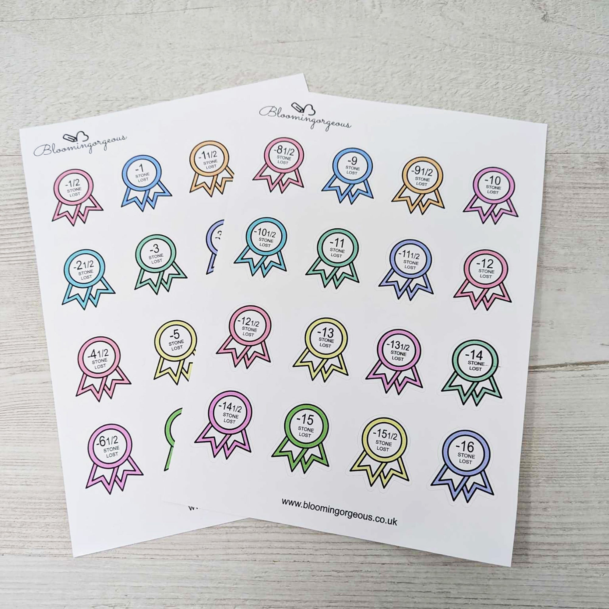 Weight Loss Award Stickers - 2 Sheets