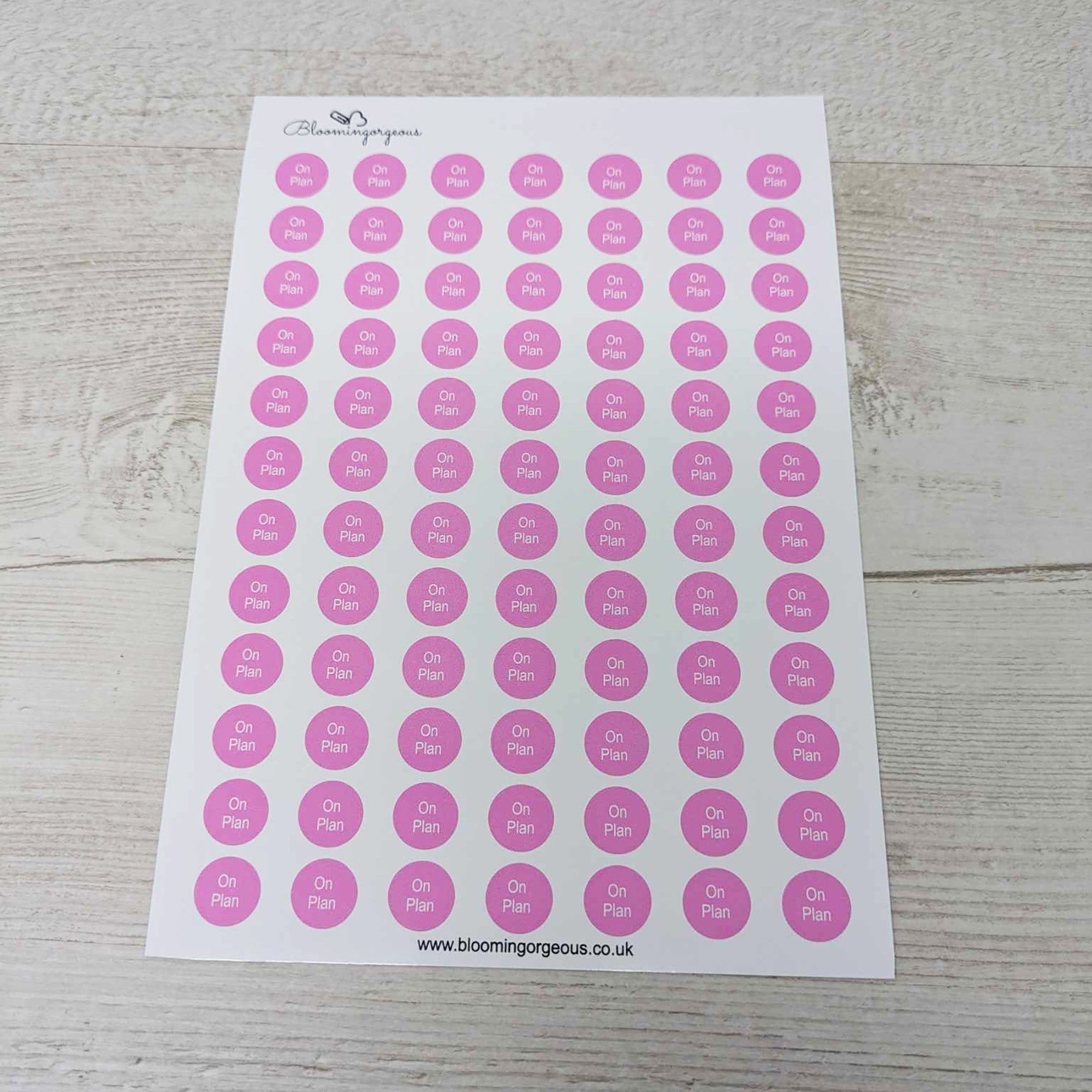 'On Plan' Stickers Pink - 1 Sheets