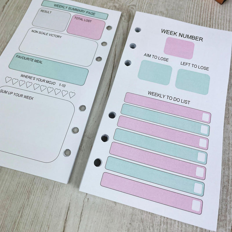 Calories Food Diary Inserts - CC Colour - Personal Size Inserts