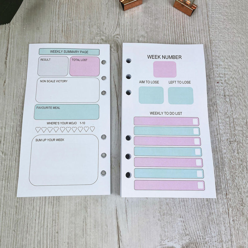 Food Diary Inserts - SW Colour - Personal Size Inserts